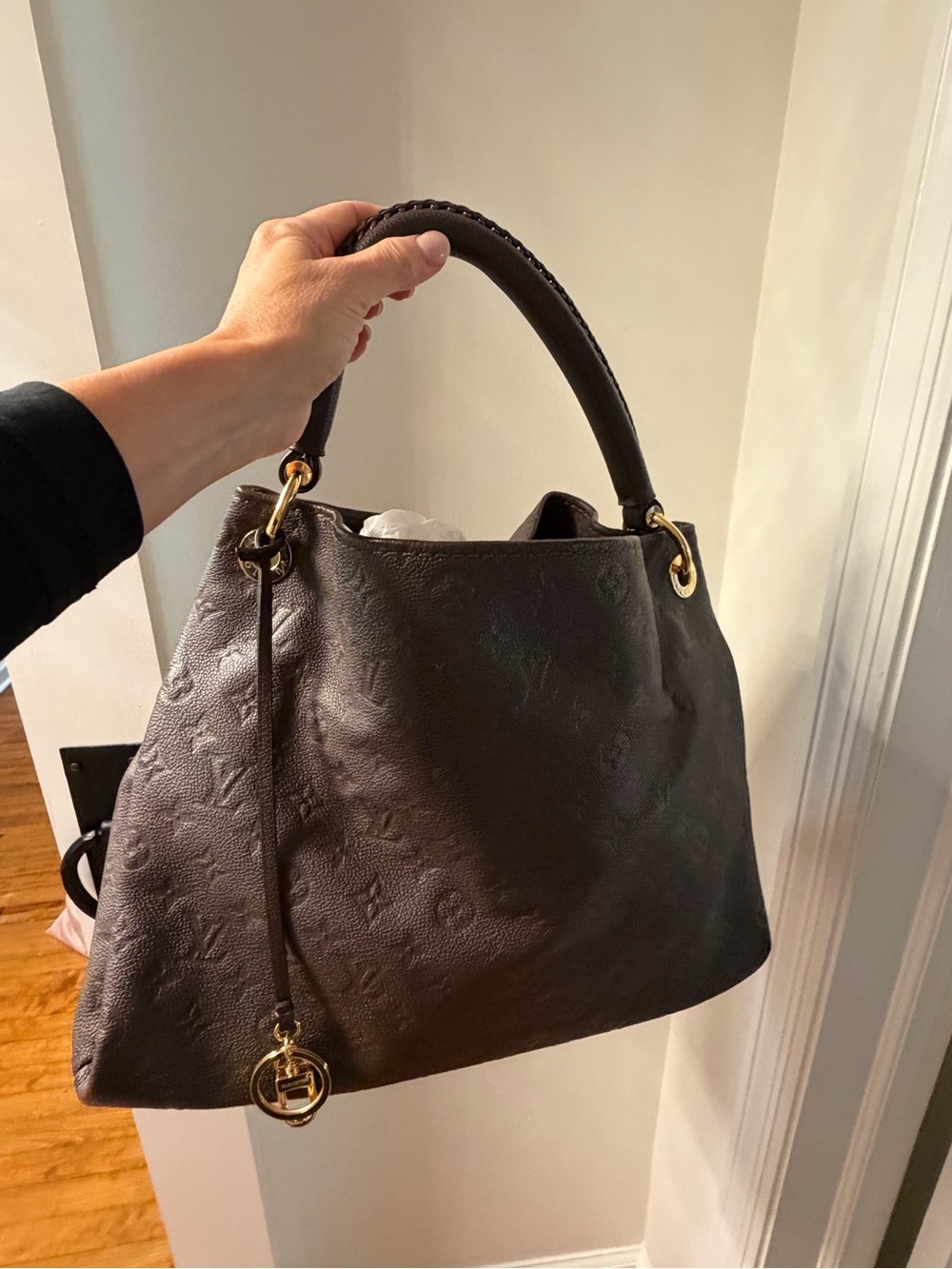 Louis Vuitton Dark Brown Monogram Embossed Top-Handle Shoulder Bag